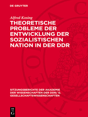 cover image of Theoretische Probleme der Entwicklung der sozialistischen Nation in der DDR